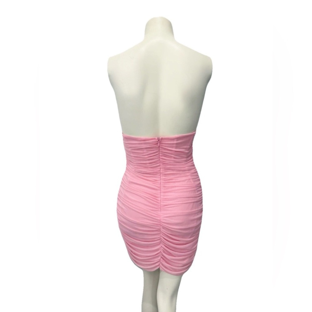 Tic Toc Pink Strapless Ruched Bodycon Dress Size Large - Picture 2 of 9